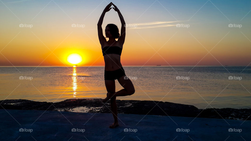 Yoga and sunrise