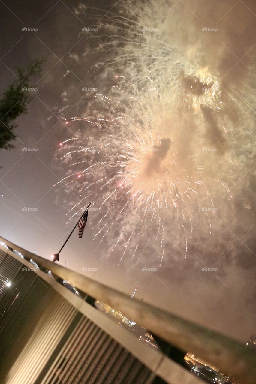 Fireworks with the flag. 