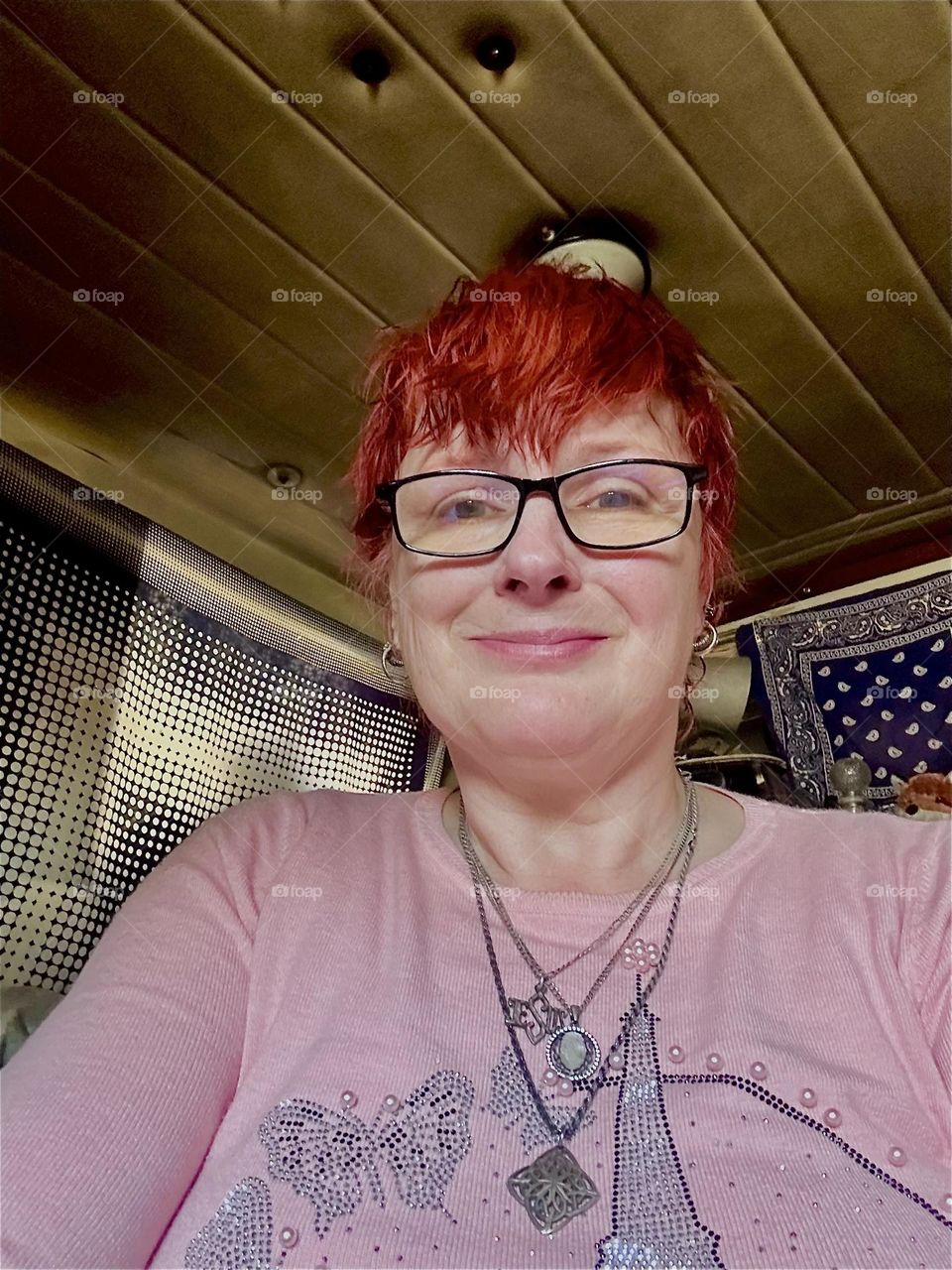 This smiling lady is me, “Petra Schiller” a.k.a. “Maxine Firefox” a.k.a. “Maximiliane Feuerfuchs” aboard “Salvation”, the “28 ft 1969 Luhrs” boat at “Newtown Creek” in LIC that I and my partner “Timothy Trespas” call home. 2024. Hypnotic Productions