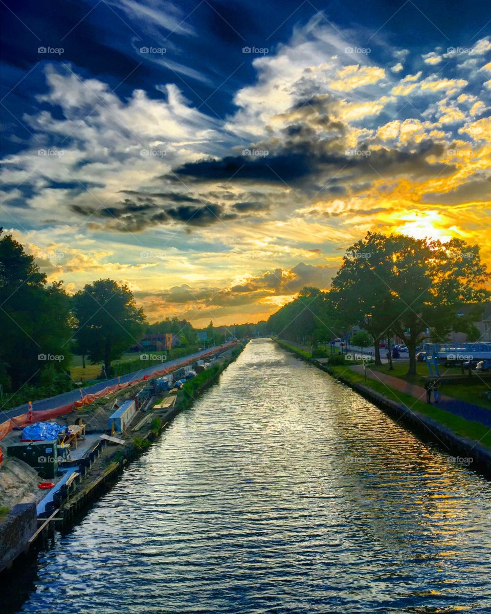 Sunset over the river