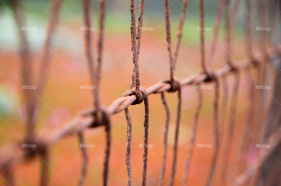 Detail of rusty fence wire