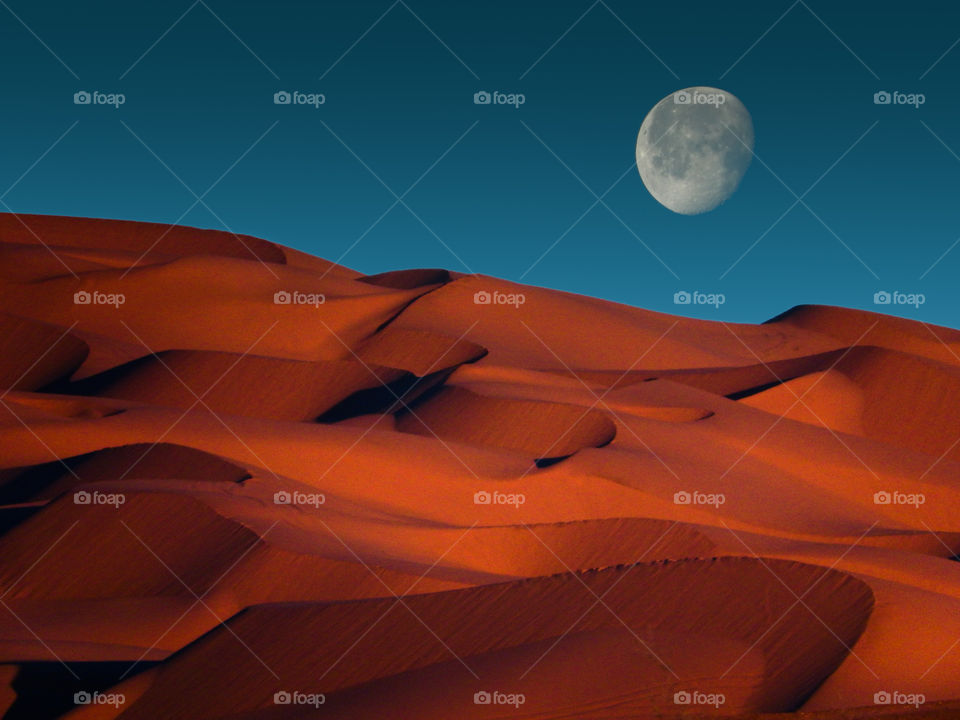 Sand Dunes with Moon