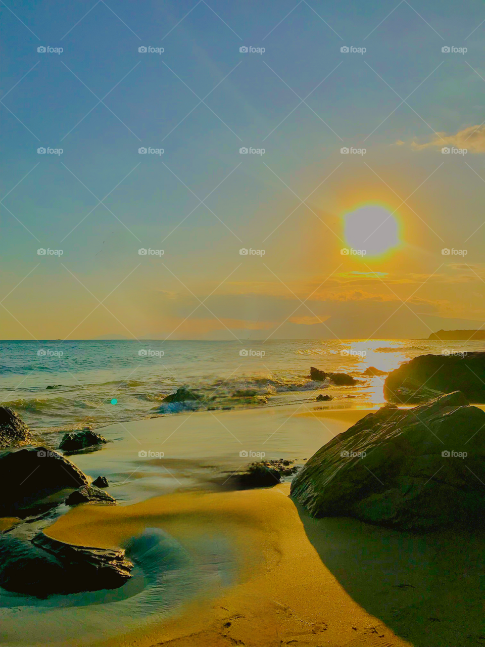 beautiful sunset view on the beach