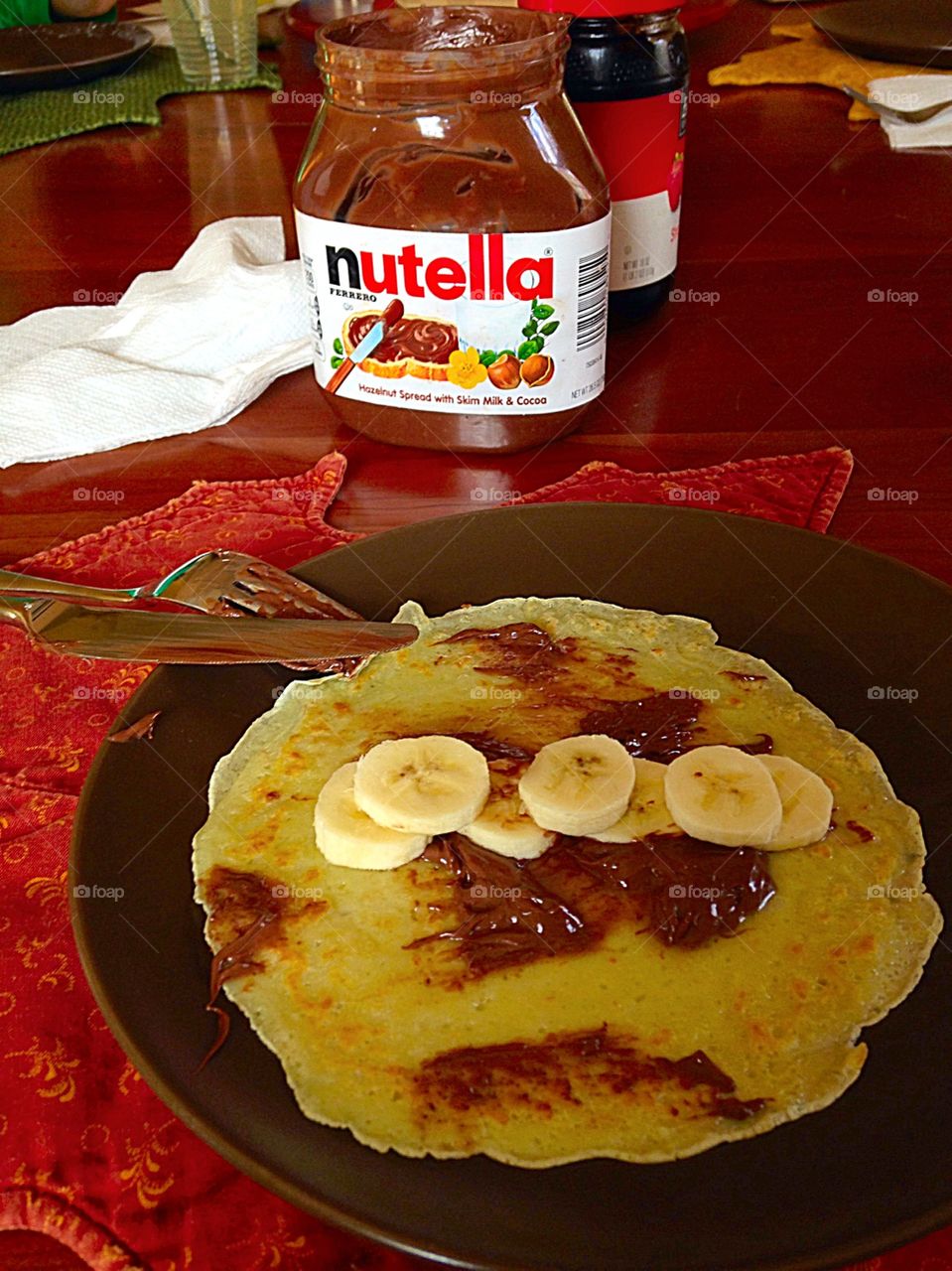 Eat up! . Banana and Nutella crepe - delicious!