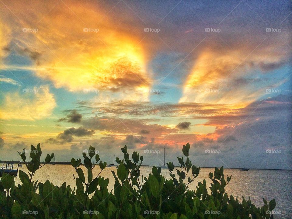 April sunset on the bay