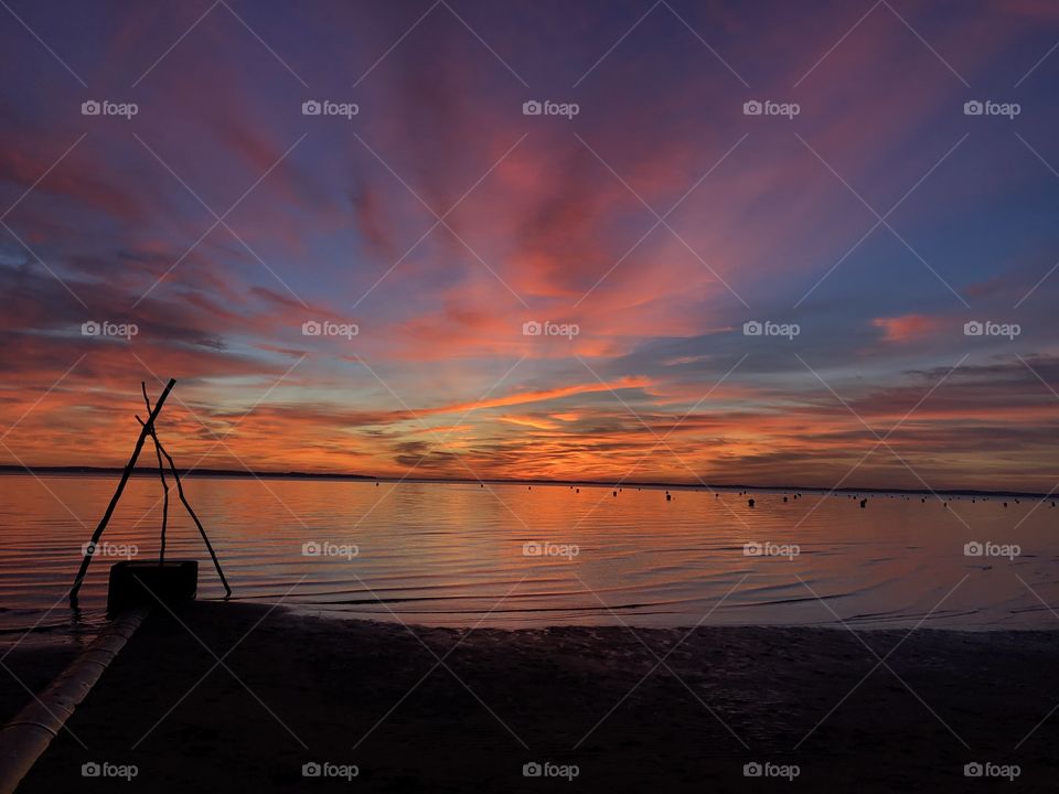 The sunset on the beach 