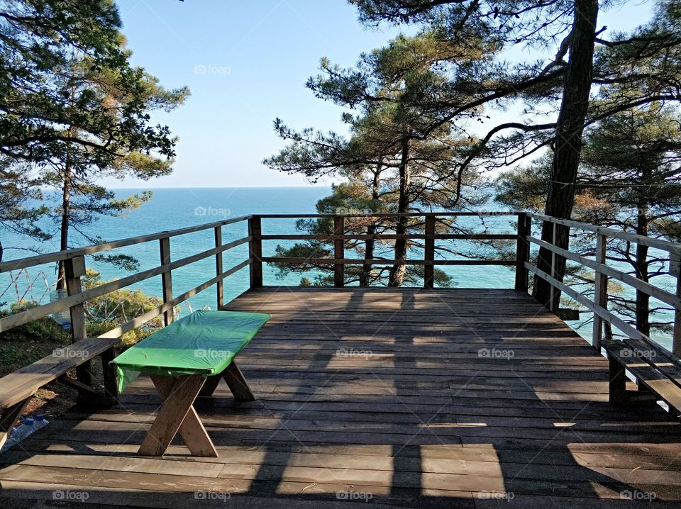 wooden terrace with sea view