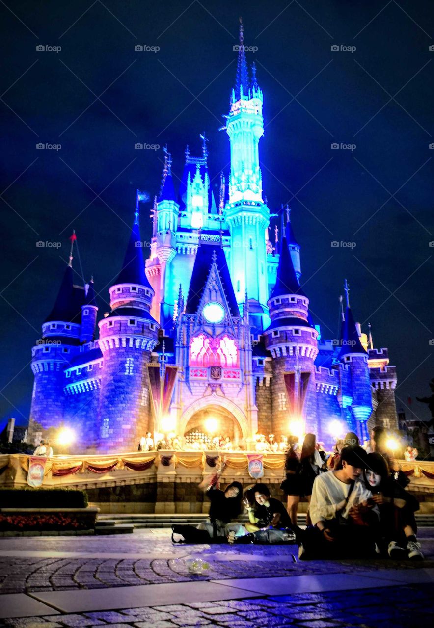 Tokyo Disney castle at night