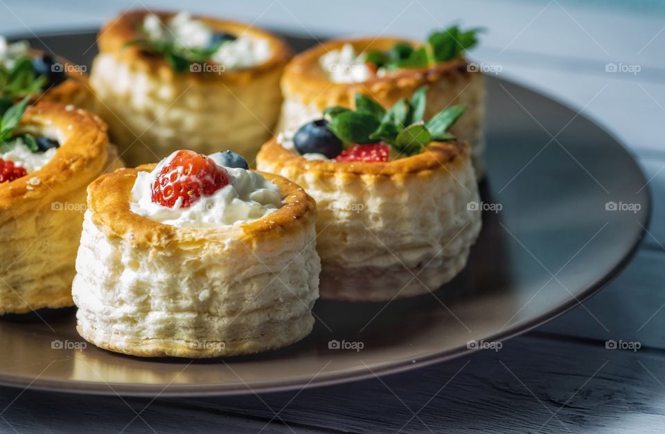 Berry and cream vol-au-vents