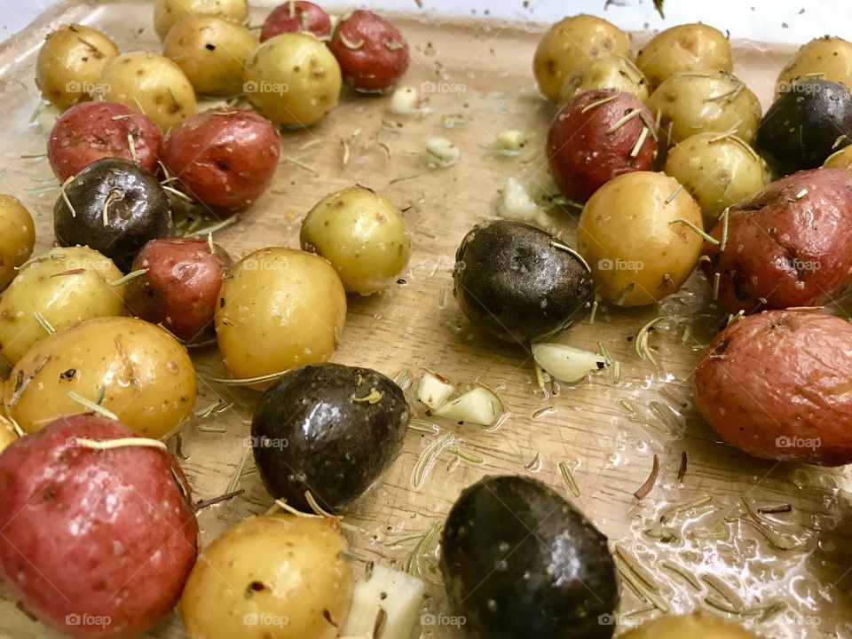 Uncooked Rosemary potatoes 
