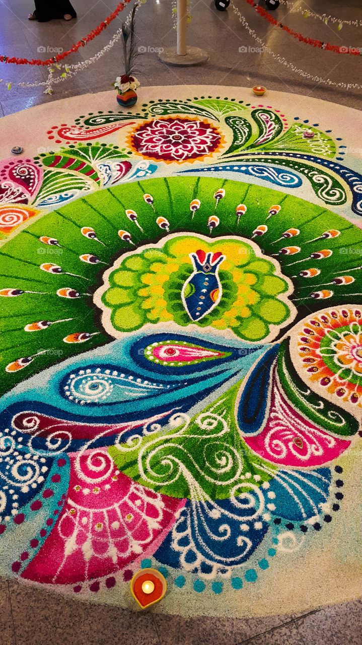 Colorful rangoli for traditional festival