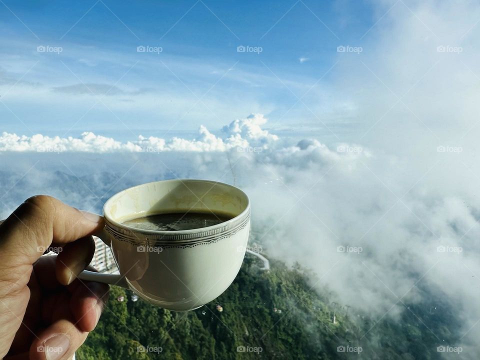 A cup of coffee at sky 