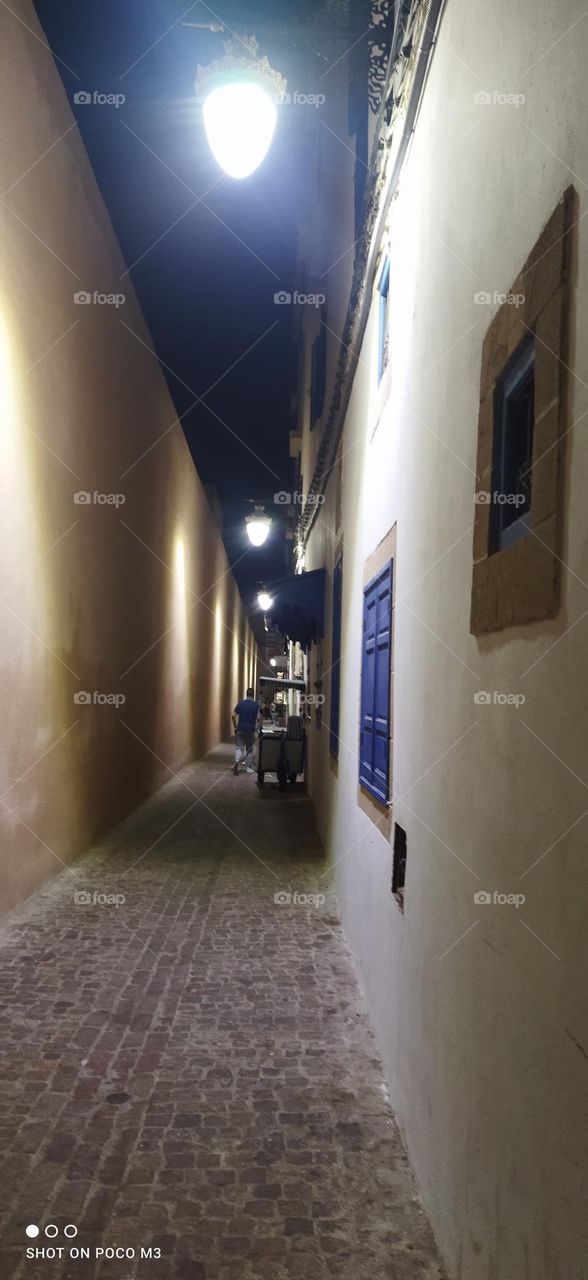 beautiful street at essaouira city in Morocco.