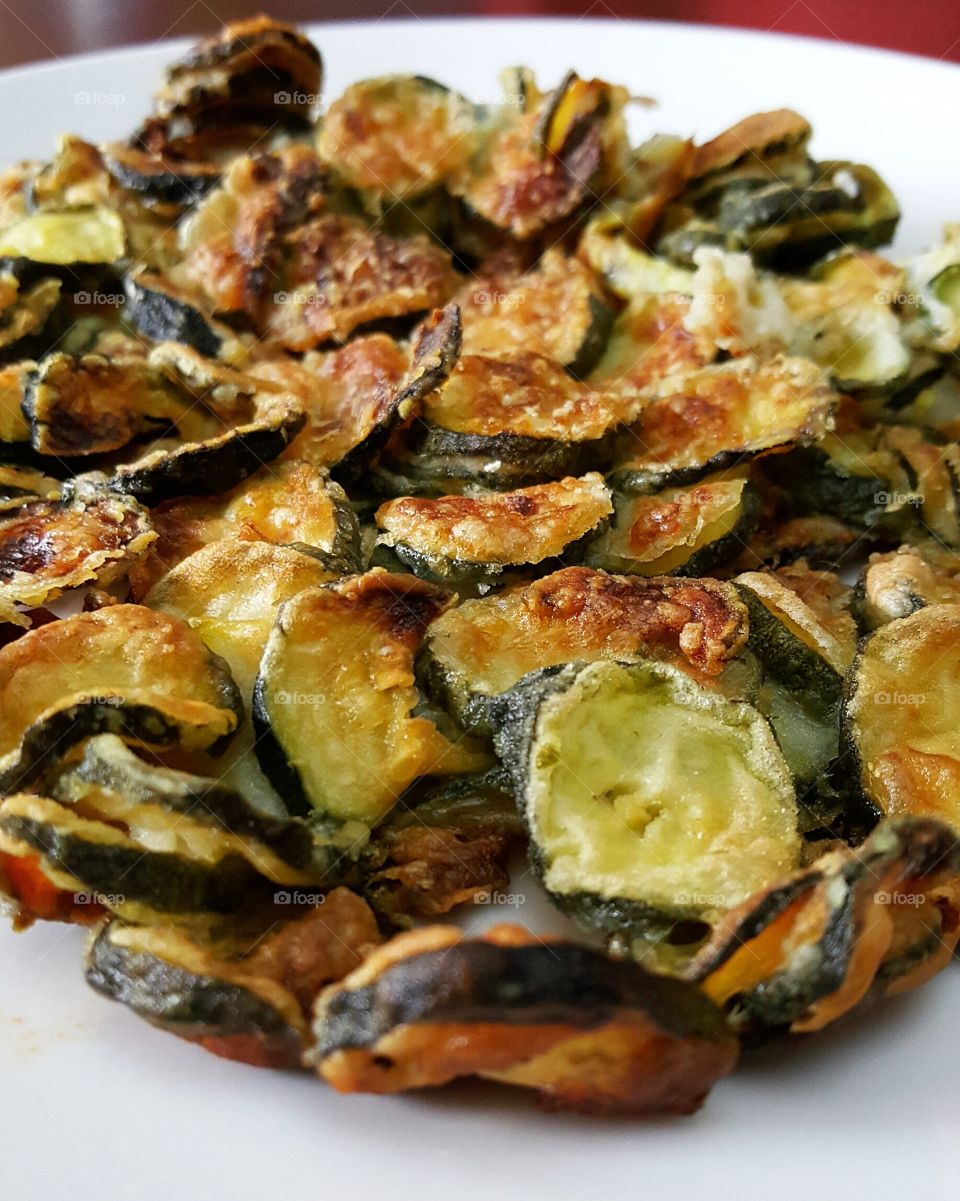 Close-up of baked zucchini