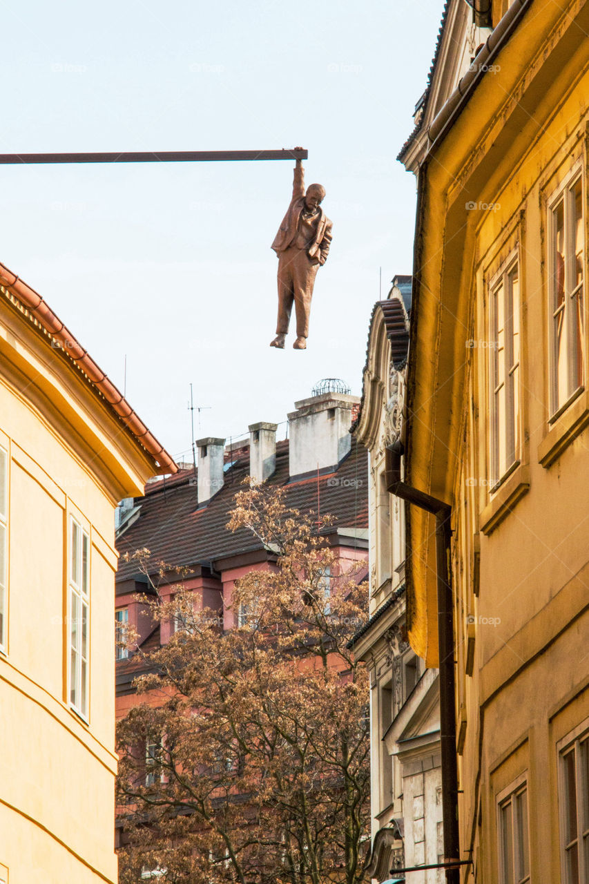 Hanging man in Prague