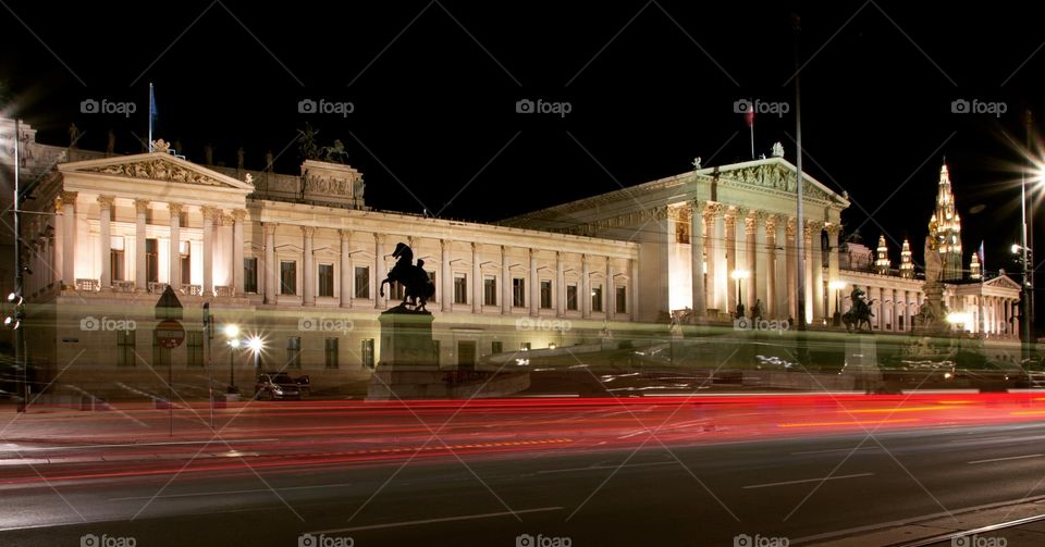 Austrian Parliament at night