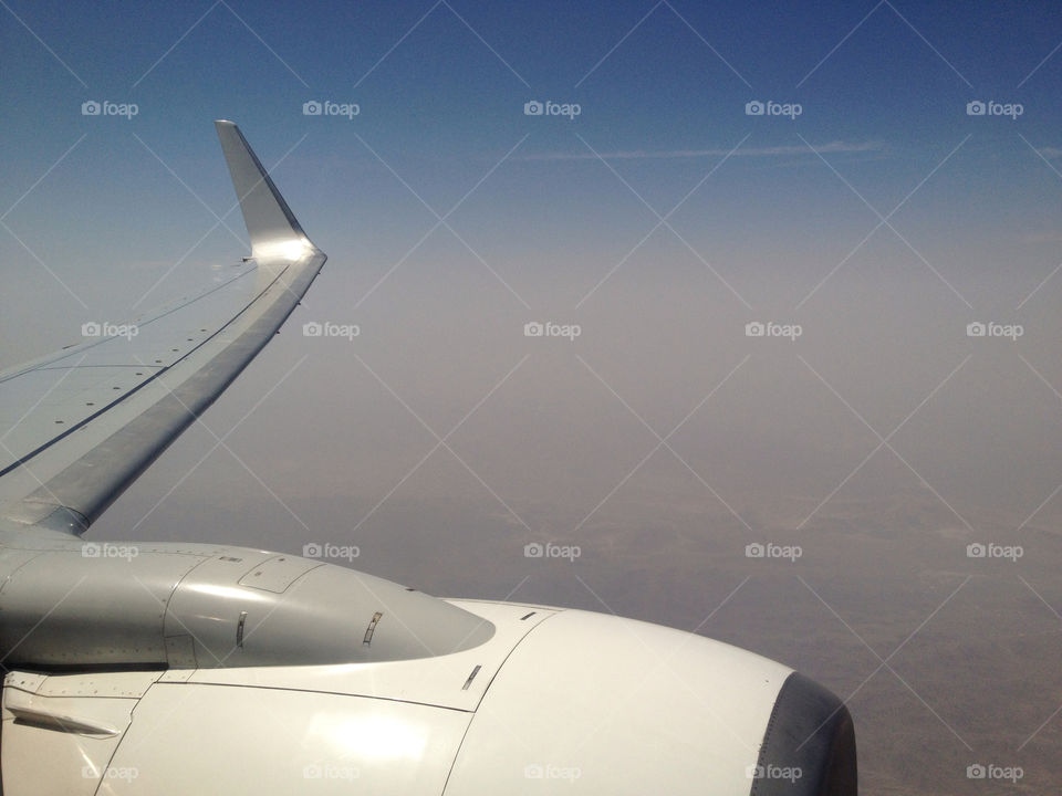 sky blue clouds plane by djethwaa