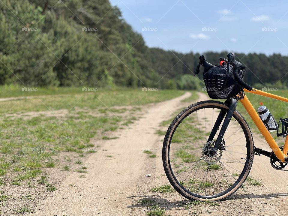 Alone bicycle on the way