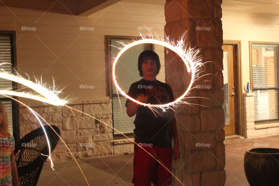 Sparkler fun. Writing with sparklers