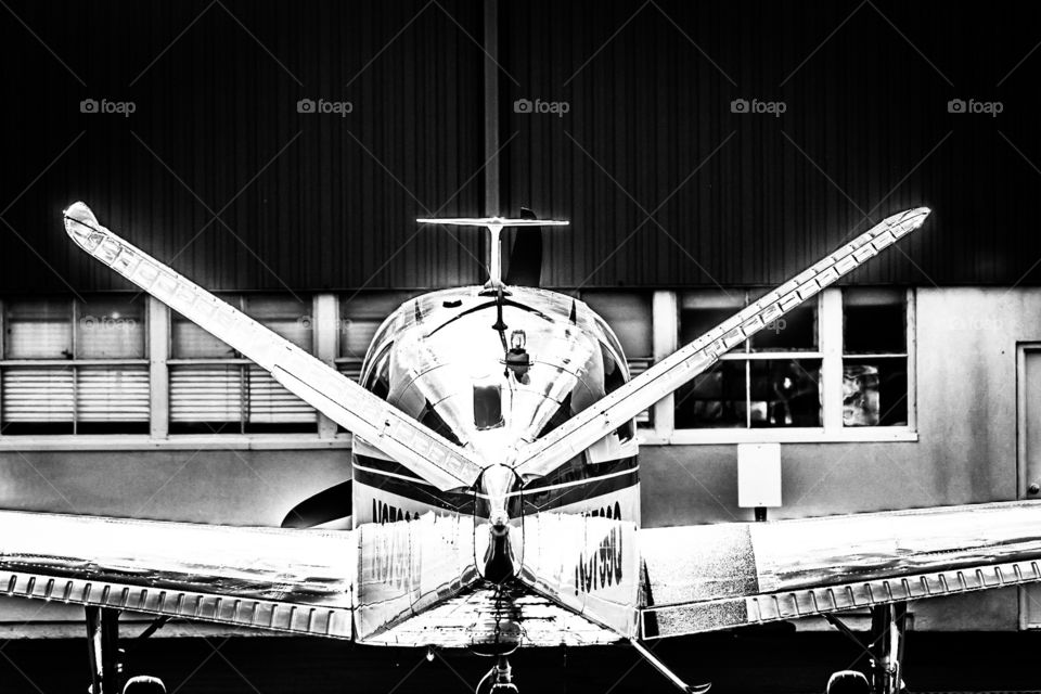 Monochrome Beech Bonanza Airplane.  