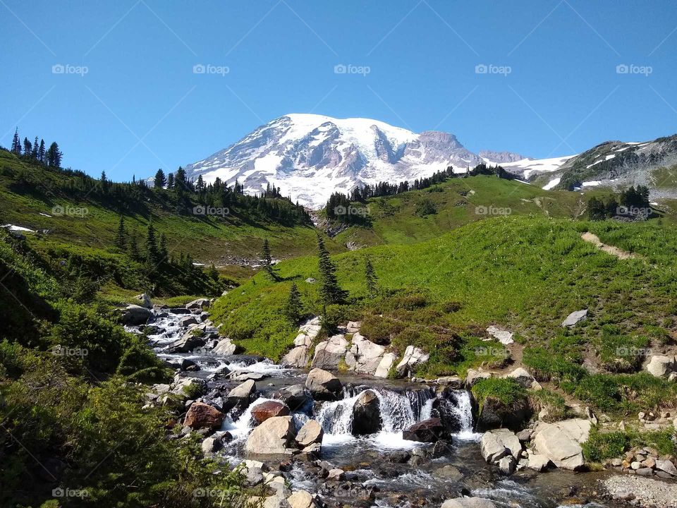 Stream and Mountain
