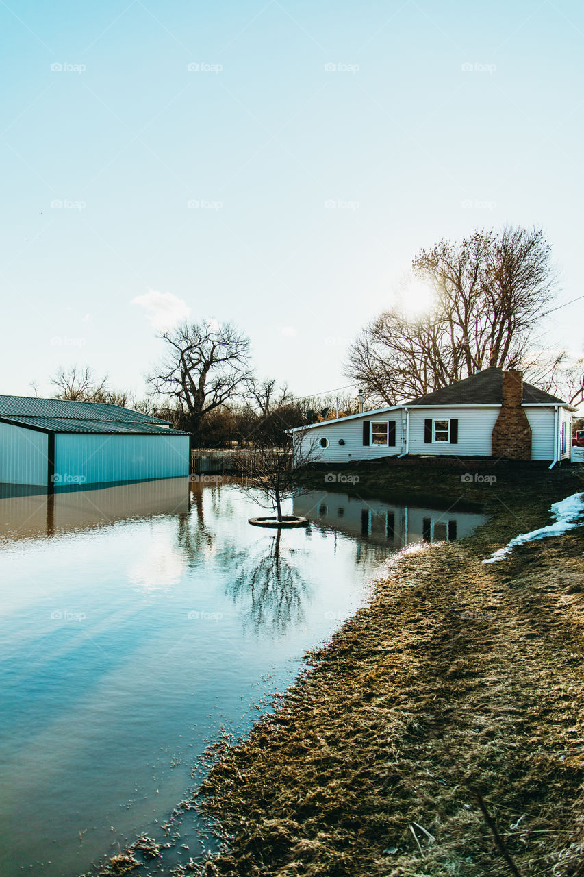 Flooded house in Nebraska