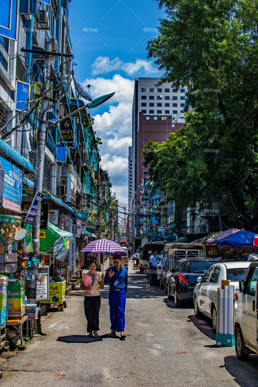 The streets of Yangon Myanmar Burma Southeast Asia