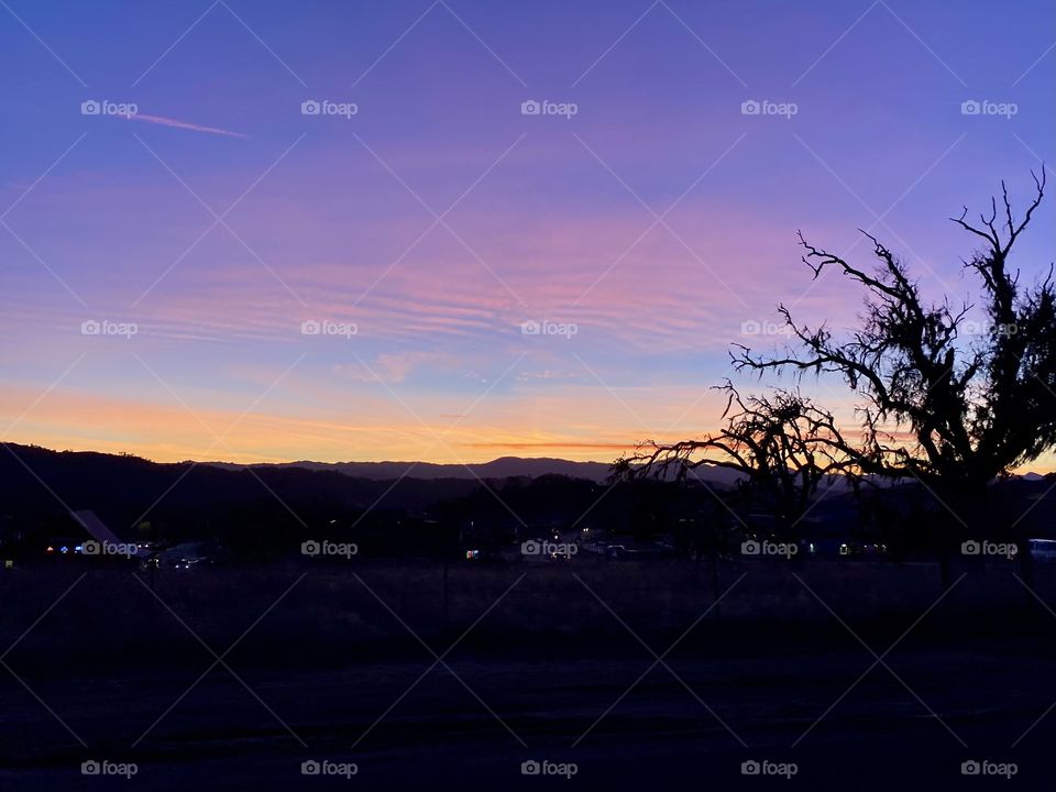 Beautiful sunset on Nacimiento Lake Drive by the Oak Hill Center near Lake Nacimiento California 