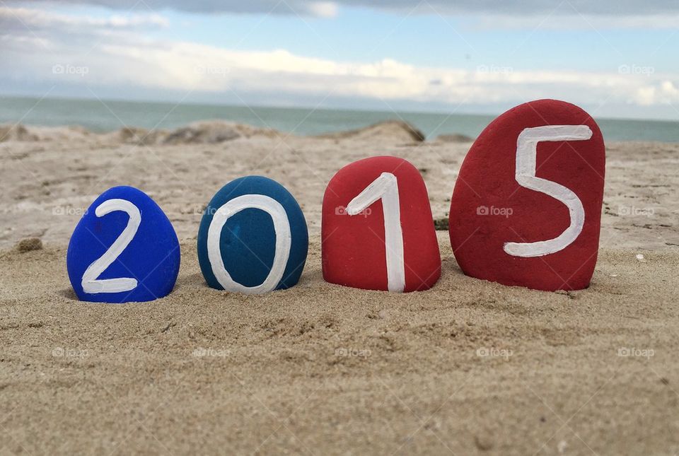 2015 new year on colored stones