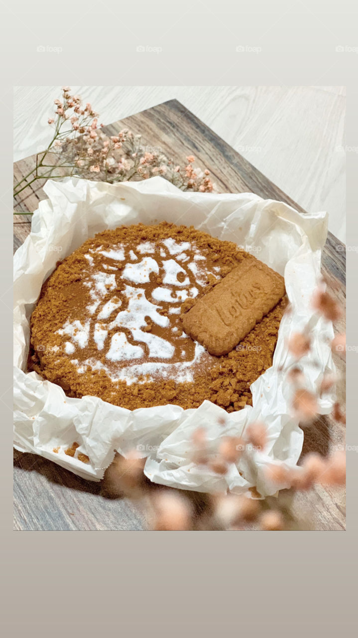 Home baked basque burnt cheese cake in lotus Biscoff flavour in the year of ox