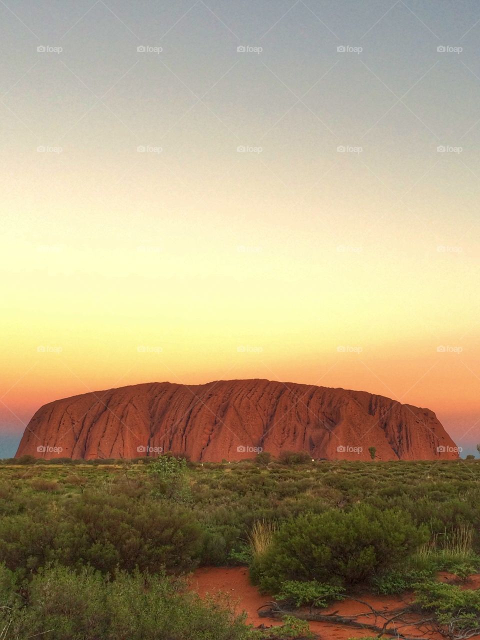 Sunset in Uluru desert, Australia 