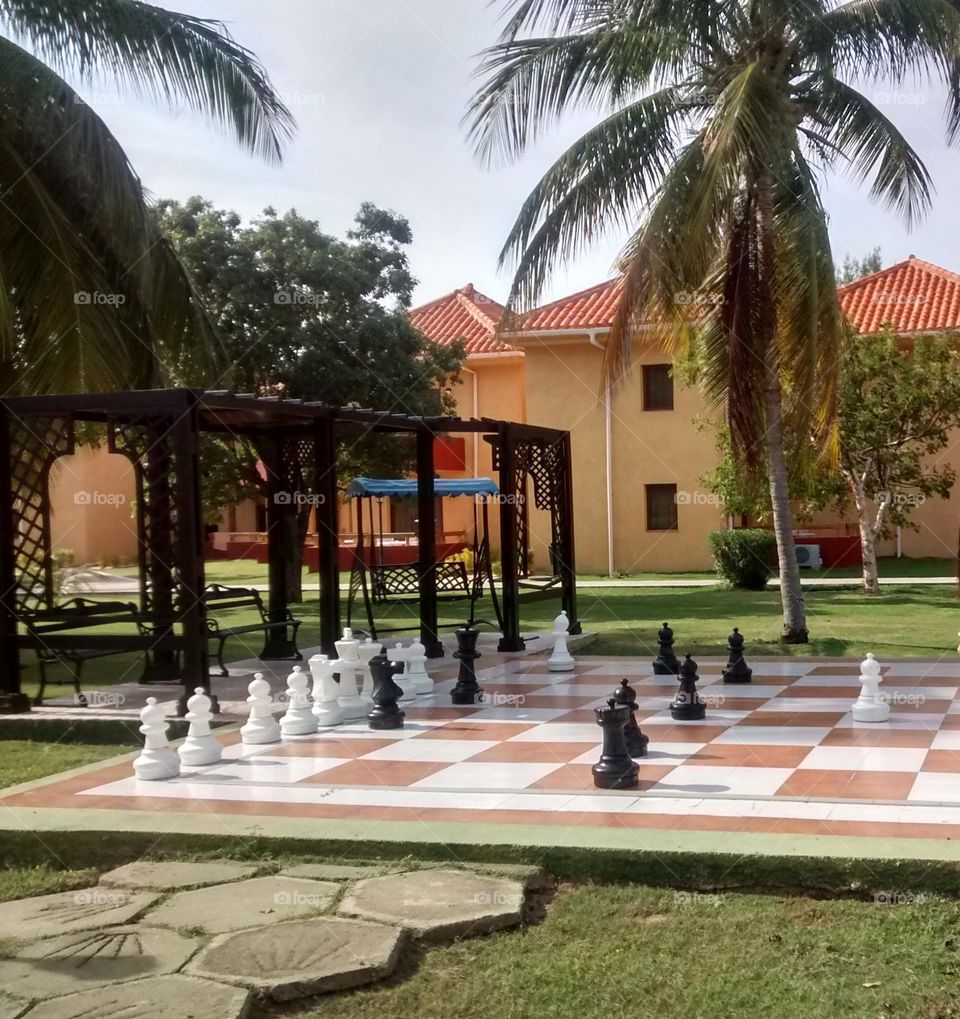 giant chess board, tourist attraction of a hotel in Varadero Cuba