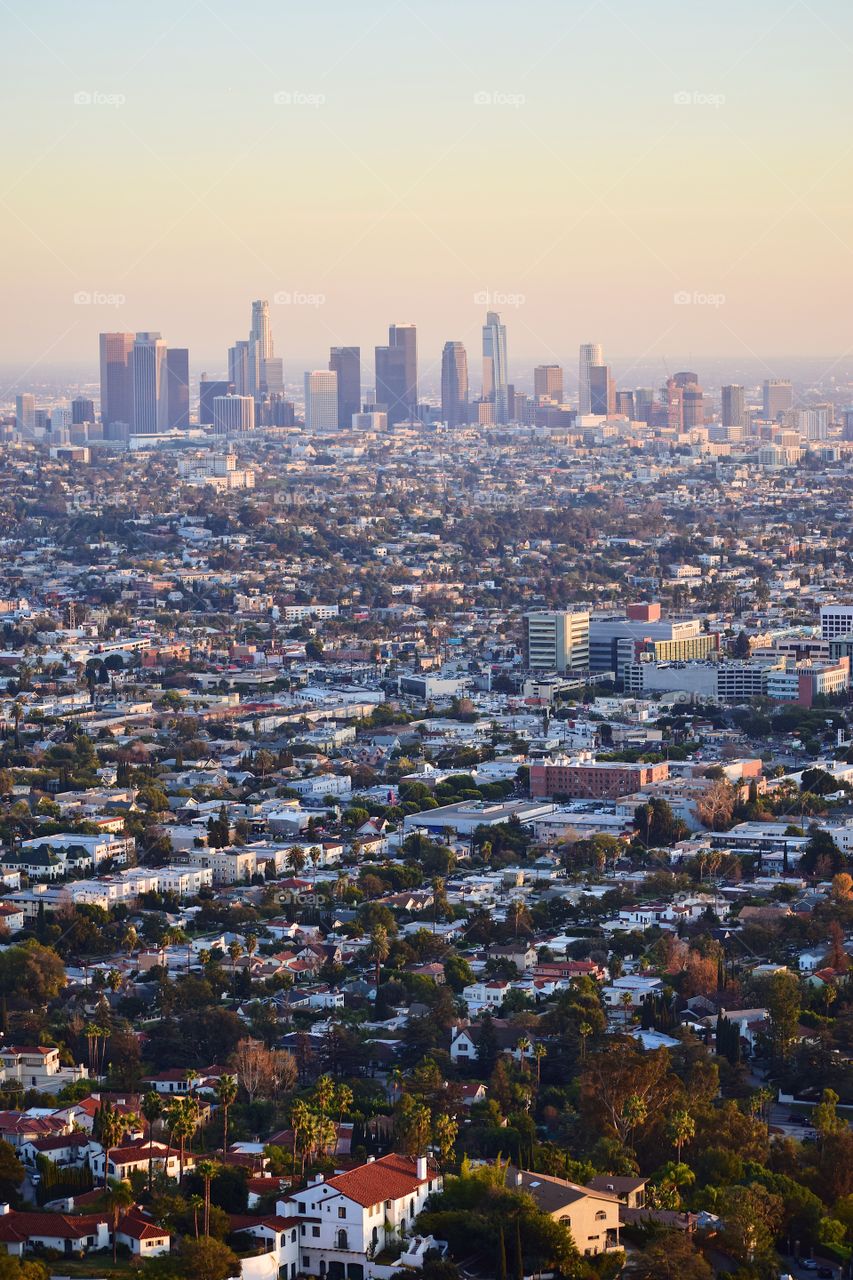 DTLA in sunset lights