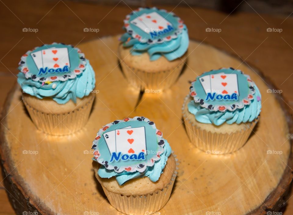 Personalized cupcakes from a Bar Mitzvah celebration.