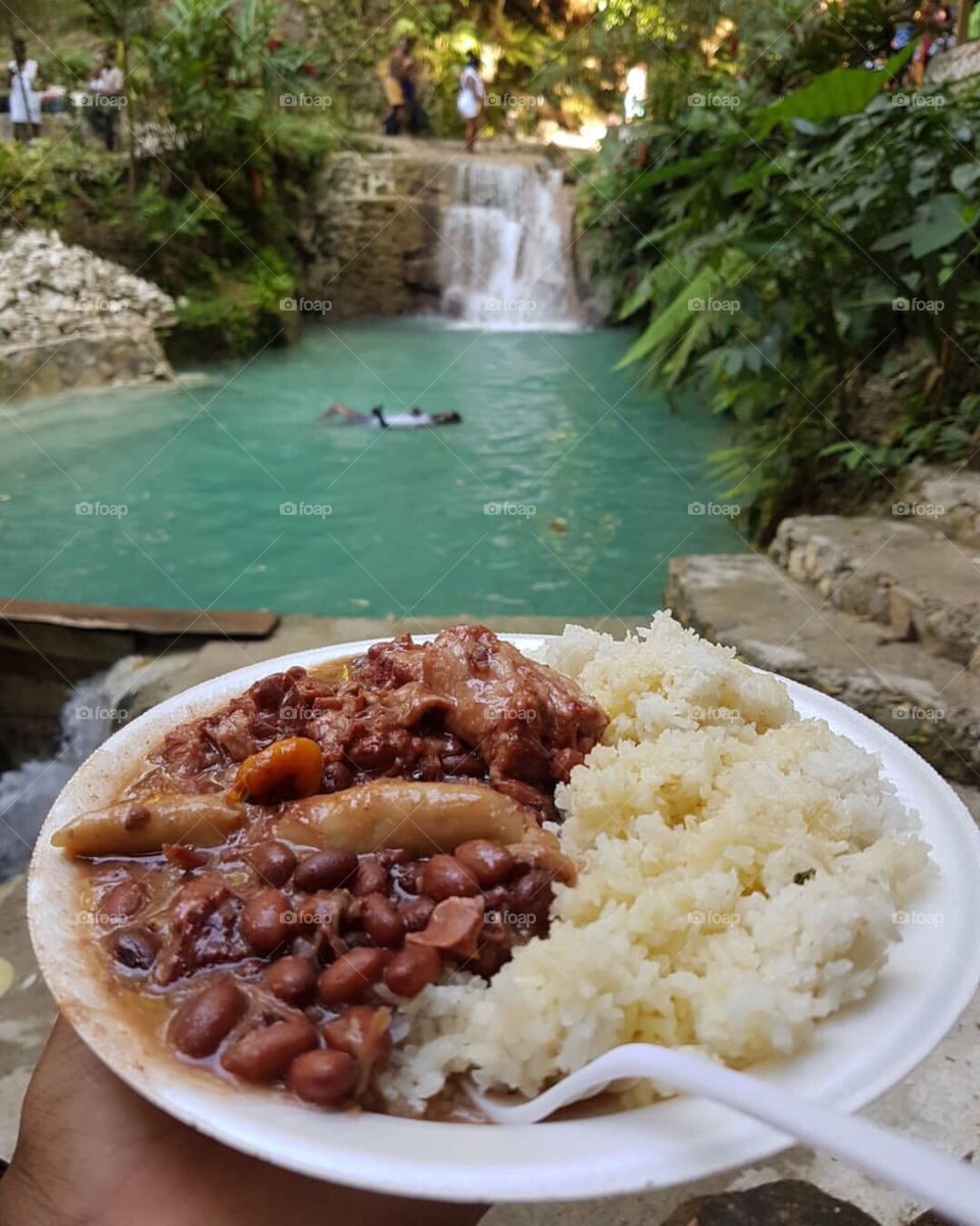 Eating food in Jamaica 