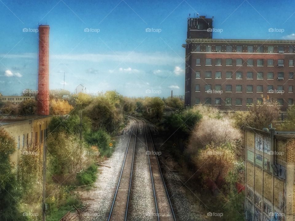 Tracks,train,buildings 
