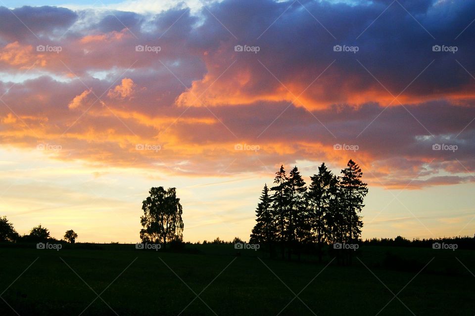 Uckermark landscape at sunset