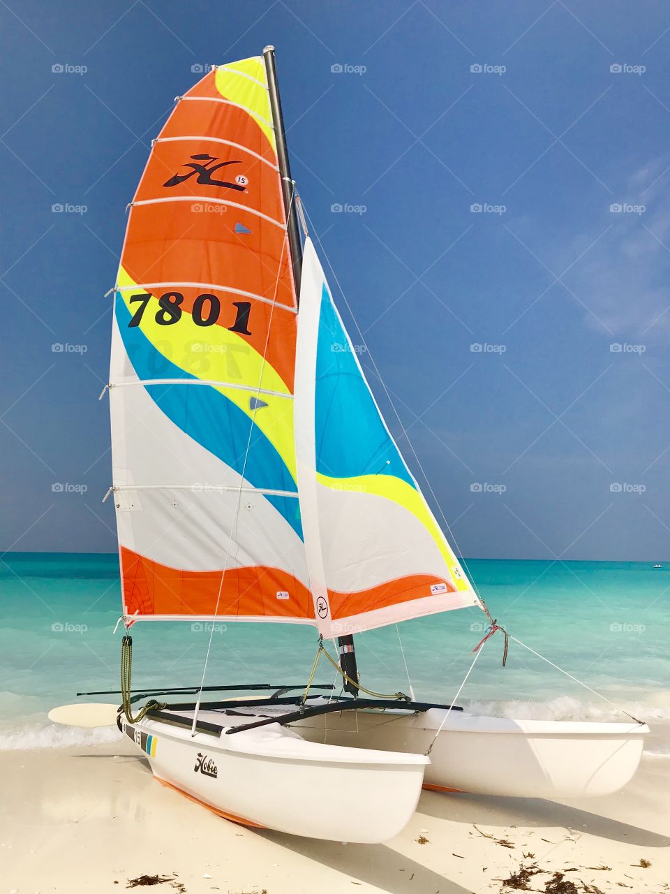 Catamaran on beach in Cuba