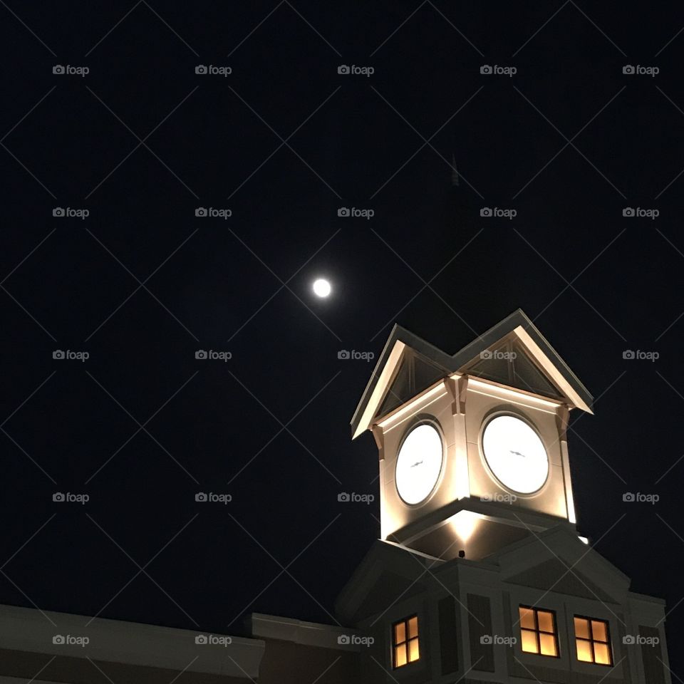 Clock tower and moon