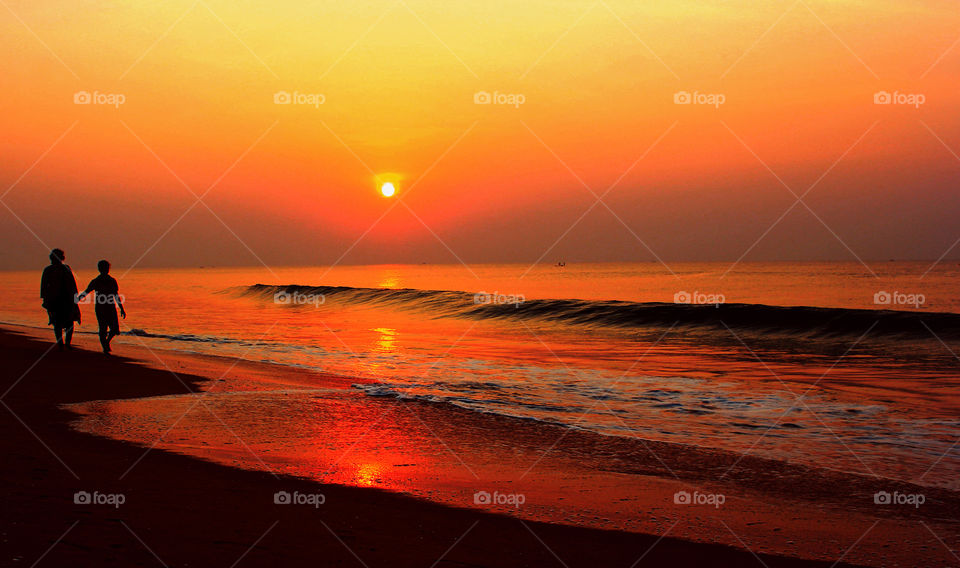 Puri sea beach, sunset