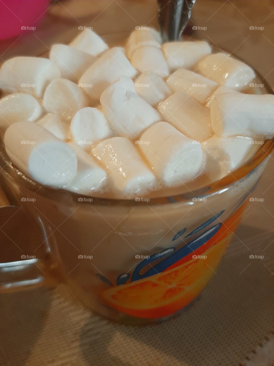Every morning drink delicious coffee with marshmallow