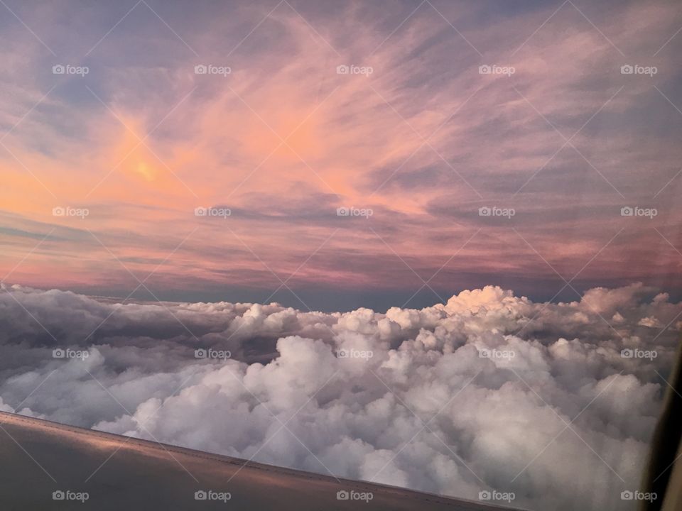 Stunning sunset viewed in flight. Dallas, Texas to Shreveport, Louisiana, October 2018.