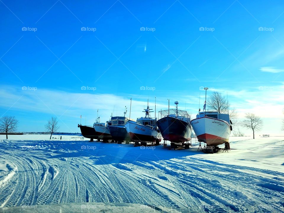 boats on winter