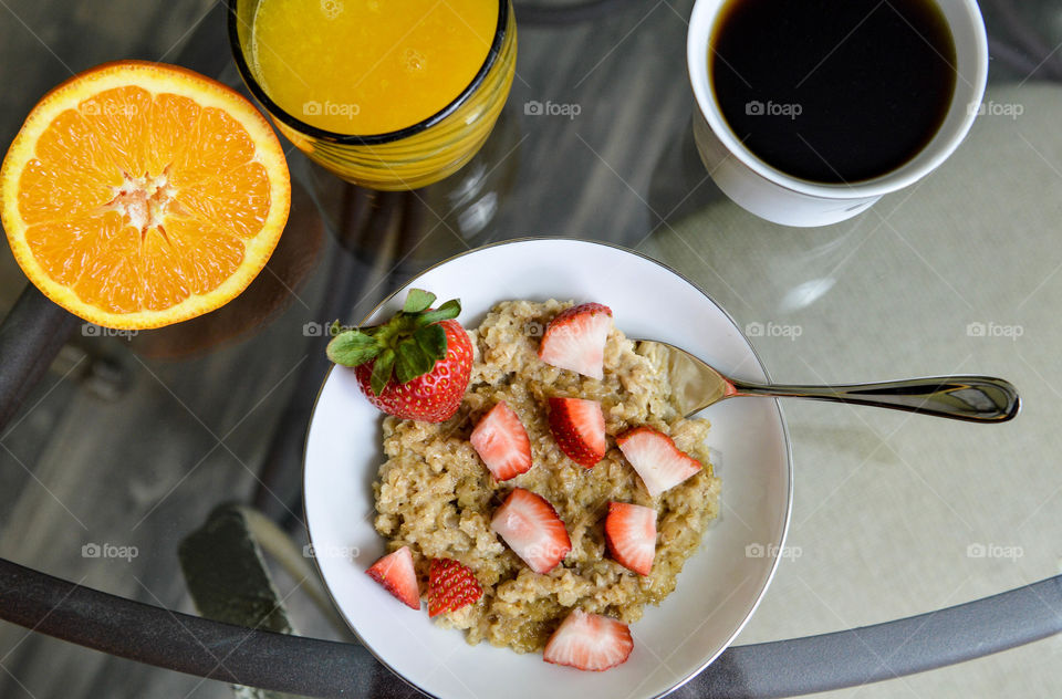 High angle view of healthy breakfast