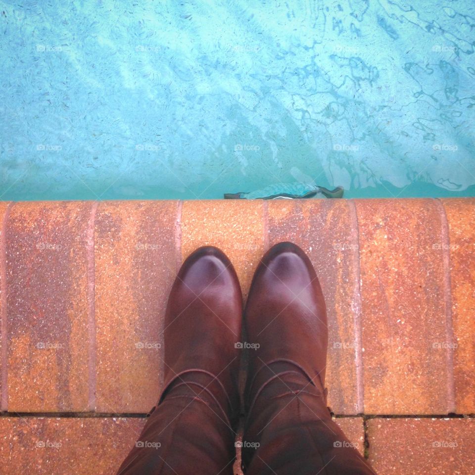 Boots by the pool
