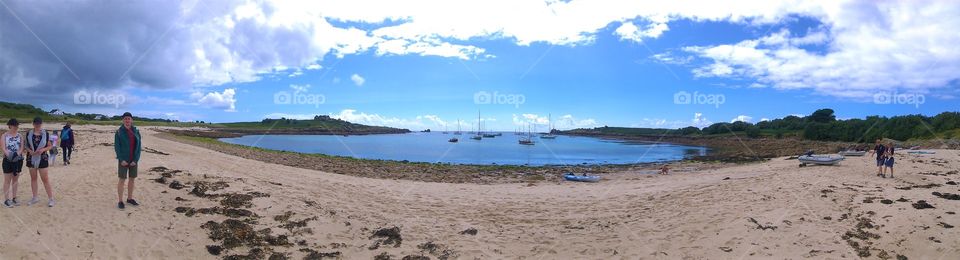 Panoramic beach view on St Agnes, Scilly Isles