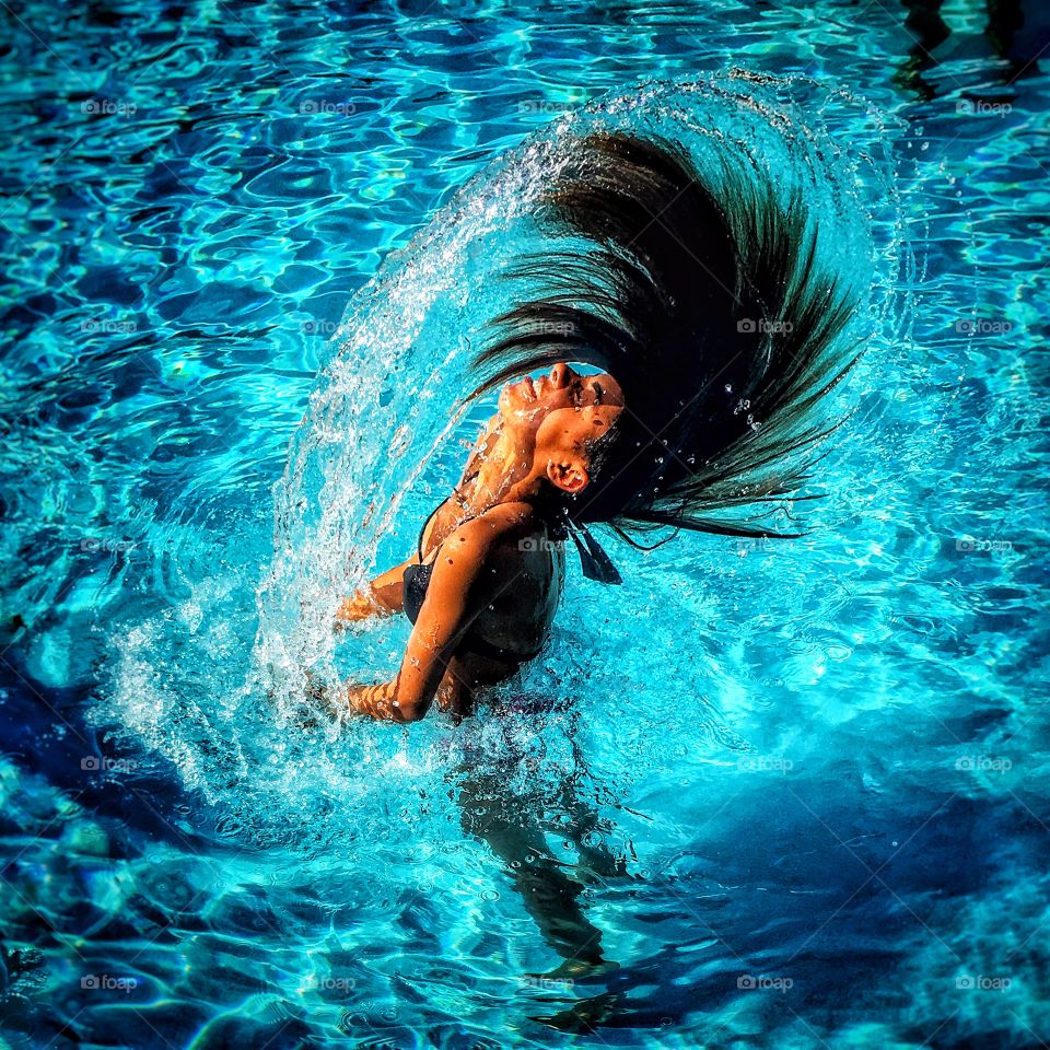 Flipping hair in the pool