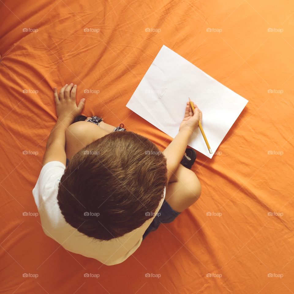 A kid writing 