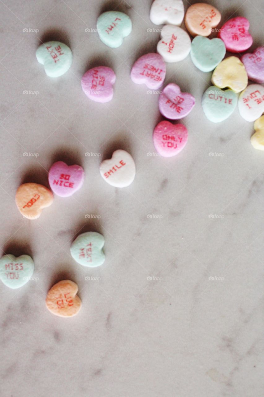 Conversation heart candy for Valentines Day.