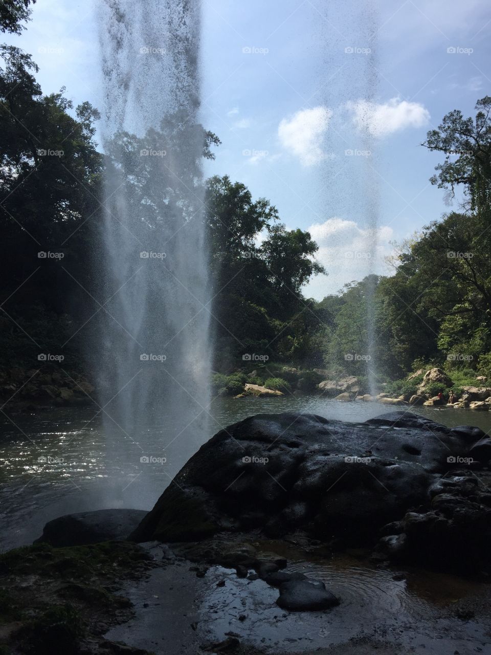 Waterfall inside view